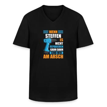STeffen Vorname Name Geburtstag Reparieren - Männer-T-Shirt mit V-Ausschnitt - Schwarz - Vorne - AI Model Male 178 dark (178cm)