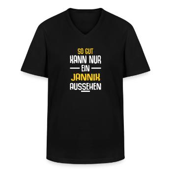 Jannik Vorname Name Geburtstag - Männer-T-Shirt mit V-Ausschnitt - Schwarz - Vorne - AI Model Male 178 dark (178cm)