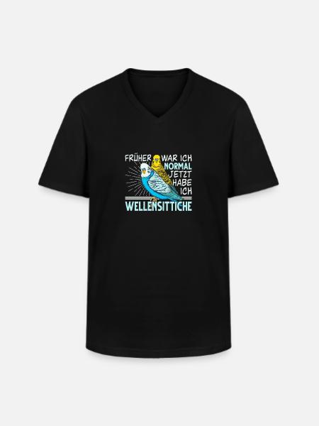 Wellensittich Vogel - Männer-T-Shirt mit V-Ausschnitt - Schwarz