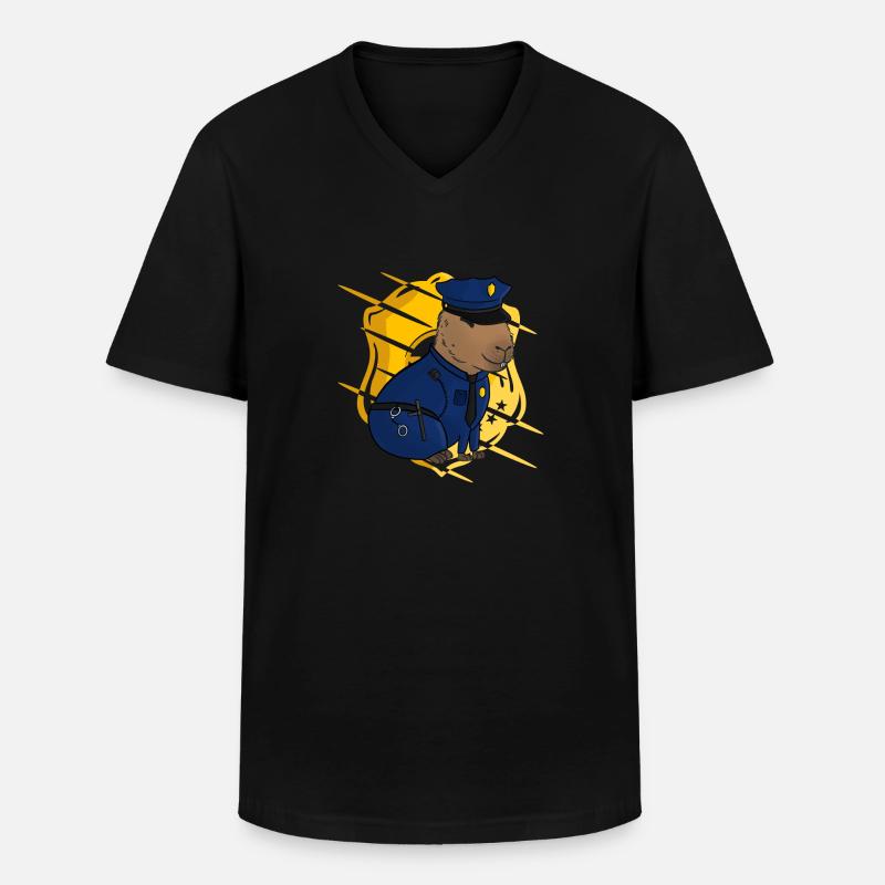 Capybara Meme Polizei - Männer-T-Shirt mit V-Ausschnitt - Schwarz