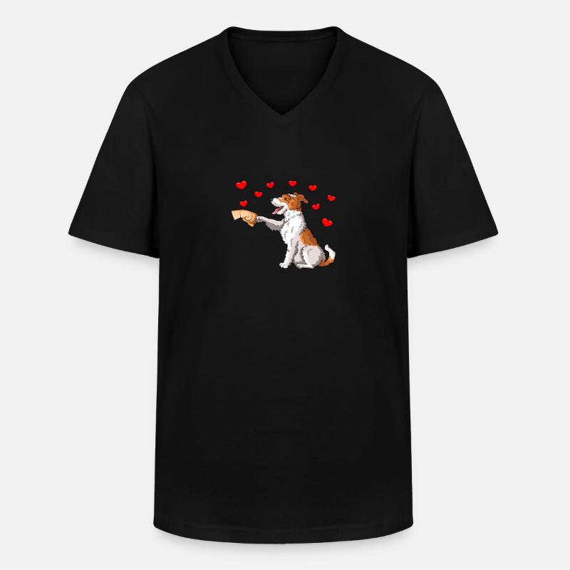 Drahthaar Foxterrier Hund - Männer-T-Shirt mit V-Ausschnitt - Schwarz