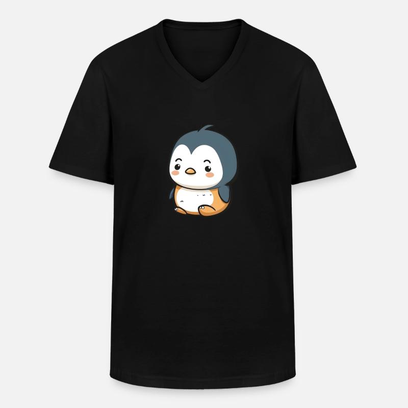 Pinguin Baby - Männer-T-Shirt mit V-Ausschnitt - Schwarz