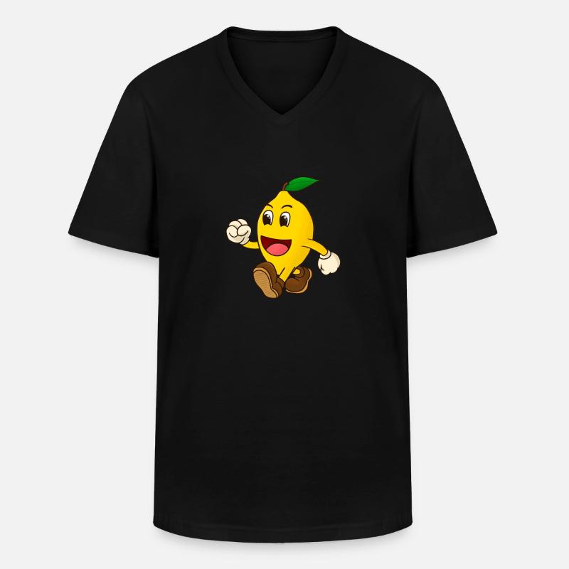 Zitrone walking - Männer-T-Shirt mit V-Ausschnitt - Schwarz