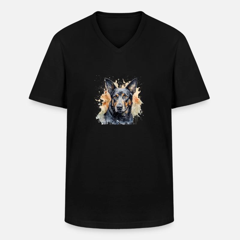 Australian Kelpie - Männer-T-Shirt mit V-Ausschnitt - Schwarz
