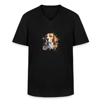 Beagle - T-shirt col V Homme - noir - Devant - AI Model Male 178 dark (178cm)