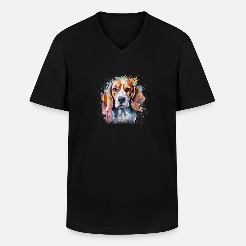 Beagle - Männer-T-Shirt mit V-Ausschnitt - Schwarz