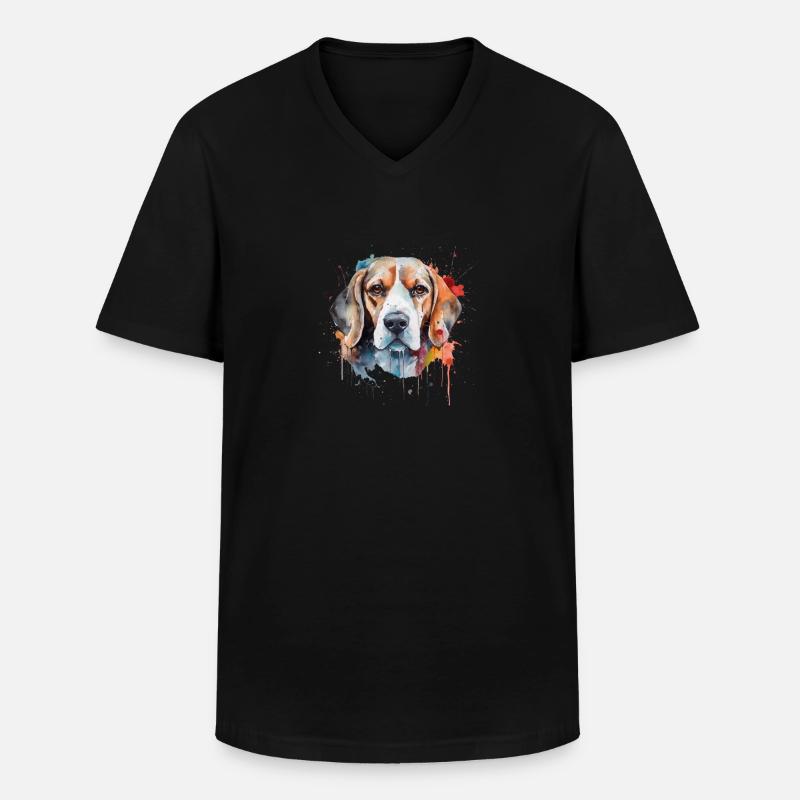 Beagle - Männer-T-Shirt mit V-Ausschnitt - Schwarz
