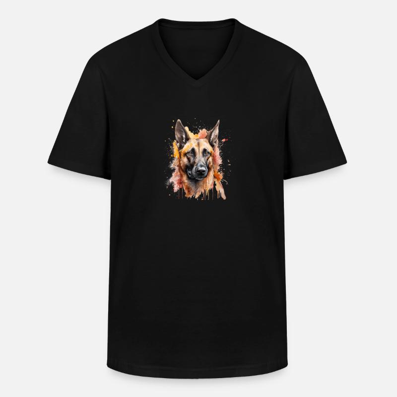 Belgian Malinois - Männer-T-Shirt mit V-Ausschnitt - Schwarz