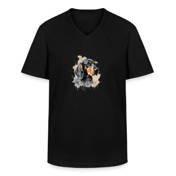 Black and Tan Coonhound - Men's V-Neck T-Shirt - black - Front - AI Model Male 178 dark (178cm)