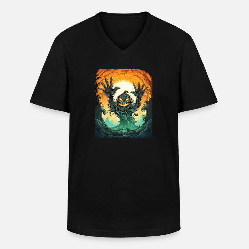 Halloween Emerging Hands Spooky Pumpkin - Männer-T-Shirt mit V-Ausschnitt - Schwarz