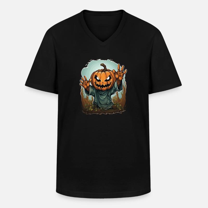 Halloween Emerging Hands Spooky Pumpkin - Men's V-Neck T-Shirt - black
