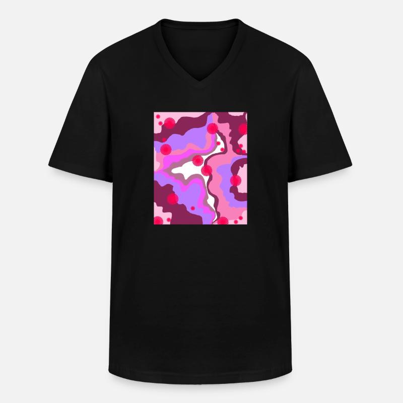 Retro-Druck - Männer-T-Shirt mit V-Ausschnitt - Schwarz
