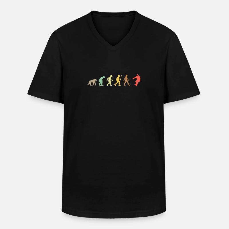 Snowboarden Retro Snowboard Evolution Snowboarder - Männer-T-Shirt mit V-Ausschnitt - Schwarz