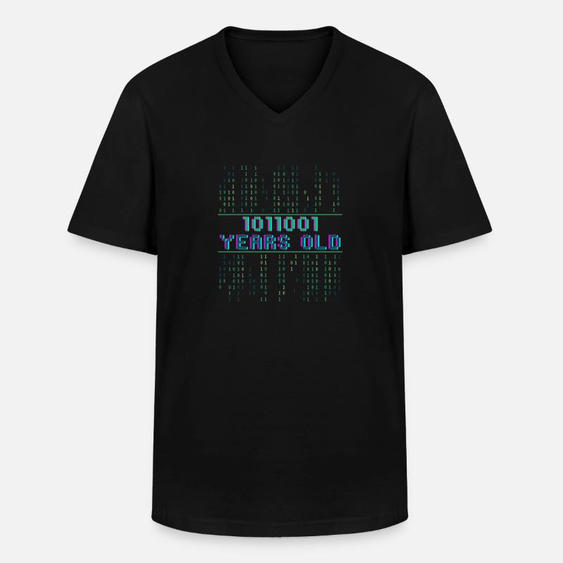 89th Birthday 89 years old Binary Code Computer Science - Men's V-Neck T-Shirt - black