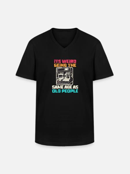 Millésime | Classique | Classique | Vieux - T-shirt col V Homme - noir