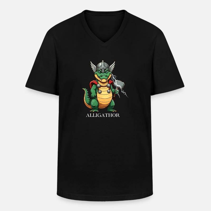 Alligathor - Männer-T-Shirt mit V-Ausschnitt - Schwarz
