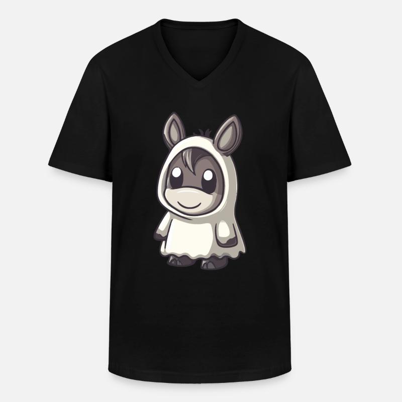 Esel Halloween Comic Geist - Männer-T-Shirt mit V-Ausschnitt - Schwarz