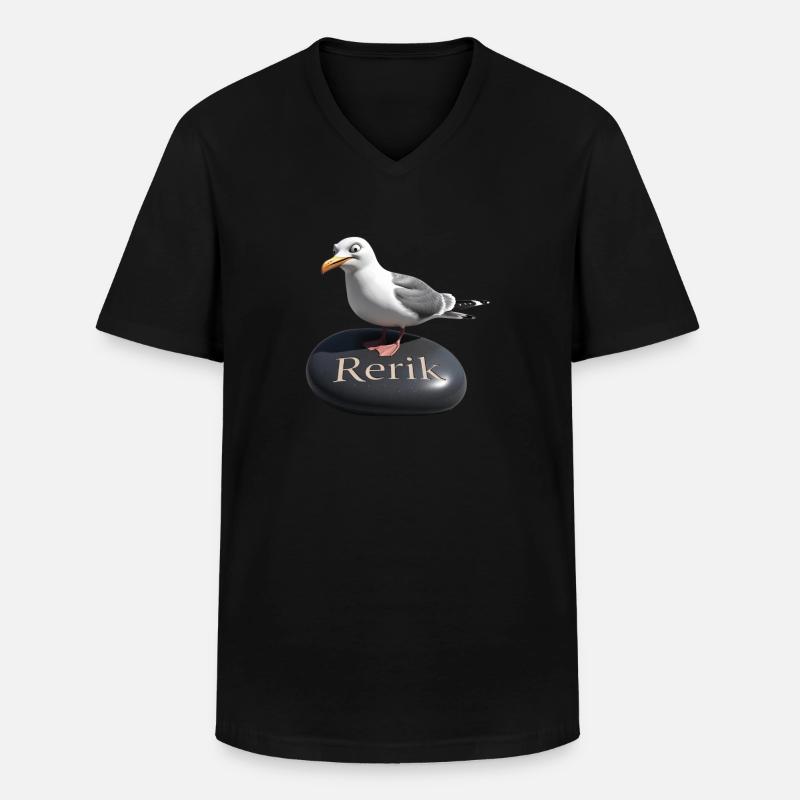Rerik Ostseebad - Rerik Möwe - Männer-T-Shirt mit V-Ausschnitt - Schwarz