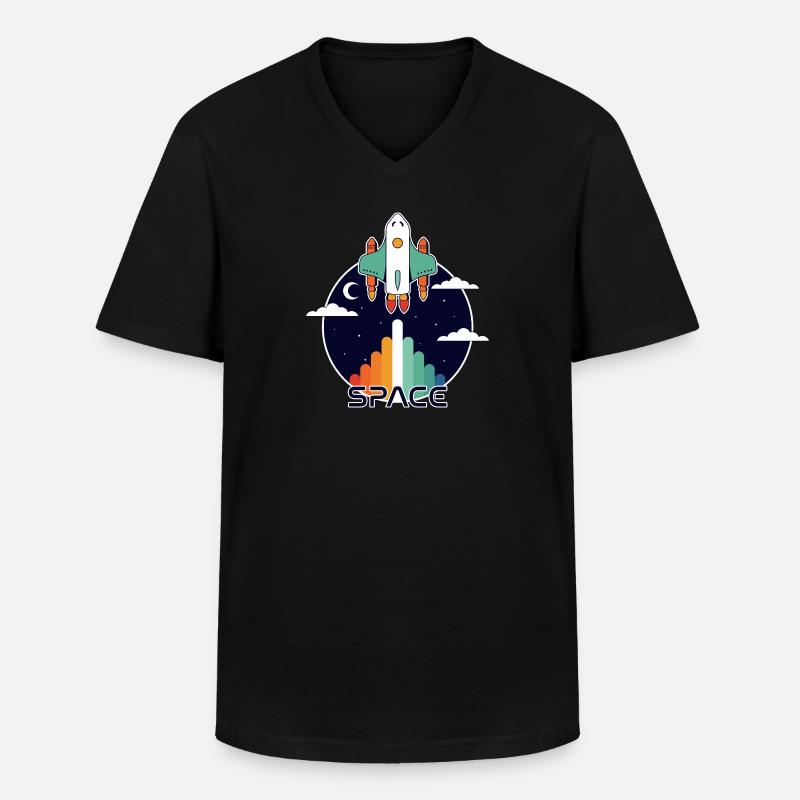 Raum und retro - Männer-T-Shirt mit V-Ausschnitt - Schwarz