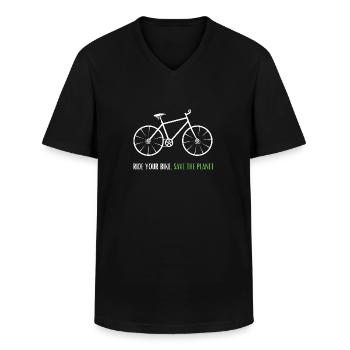 Fahrrad Umwelt Schutz - Save The Planet Geschenk - Männer-T-Shirt mit V-Ausschnitt - Schwarz - Vorne - AI Model Male 178 dark (178cm)