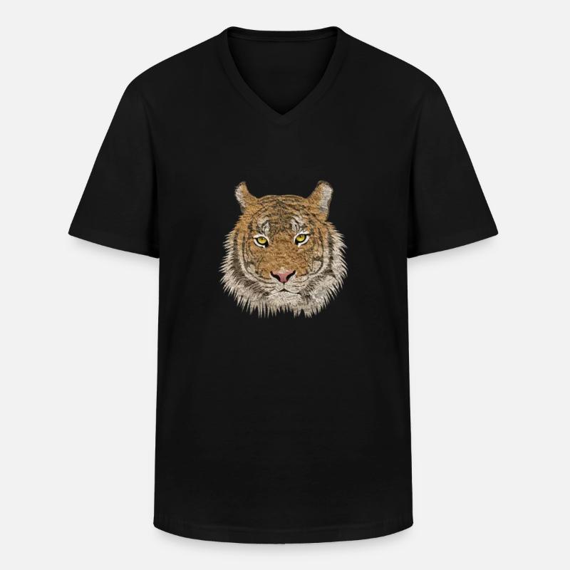 Tiger - Männer-T-Shirt mit V-Ausschnitt - Schwarz