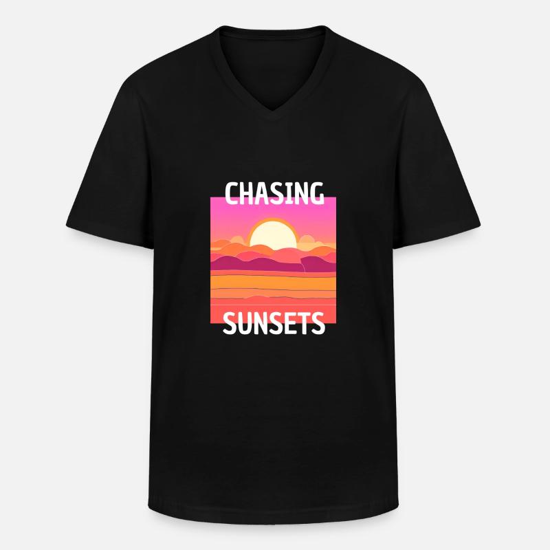 SUNSET DESIGN - Männer-T-Shirt mit V-Ausschnitt - Schwarz