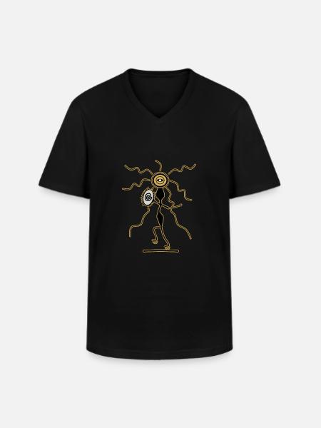 Shaman with Drum - Men's V-Neck T-Shirt - black