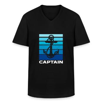 Kapitän Segler Segelschiff - Männer-T-Shirt mit V-Ausschnitt - Schwarz - Vorne - AI Model Male 178 dark (178cm)