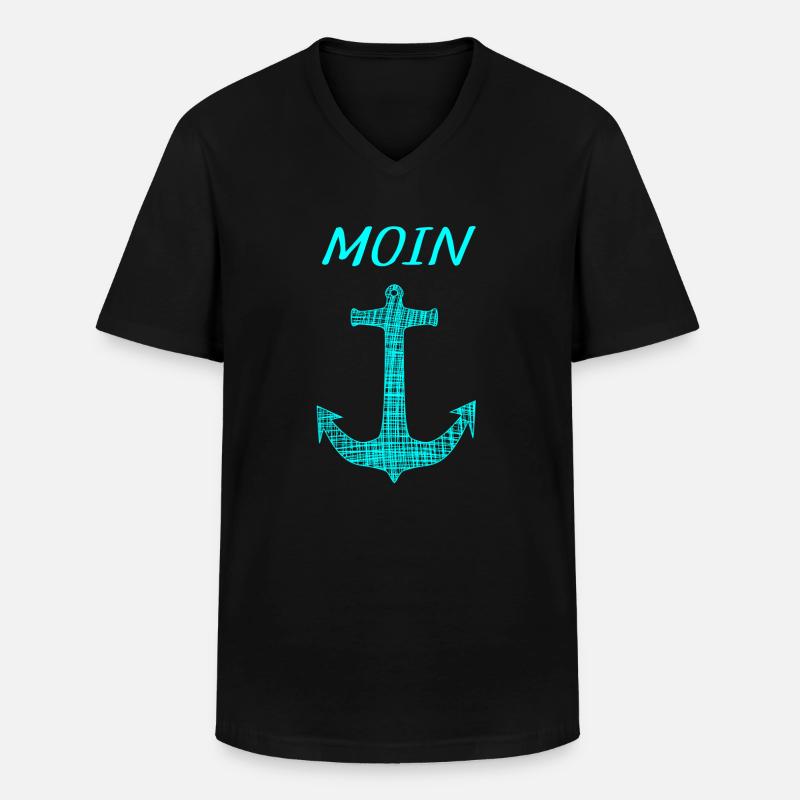 Moin - Männer-T-Shirt mit V-Ausschnitt - Schwarz
