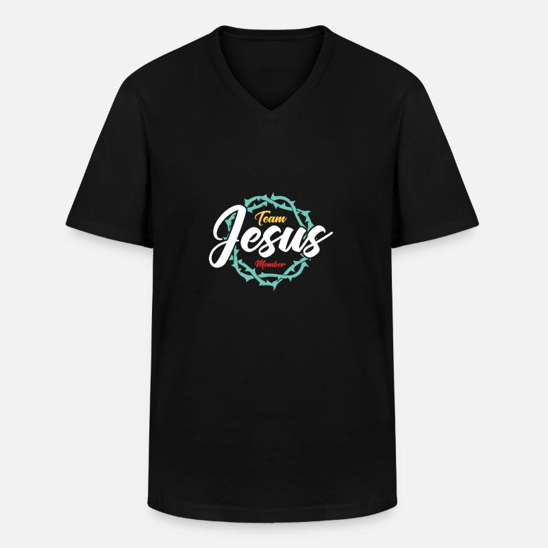 Team Jesus - Männer-T-Shirt mit V-Ausschnitt - Schwarz