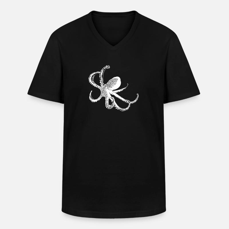 Oktopus - Krake - Männer-T-Shirt mit V-Ausschnitt - Schwarz