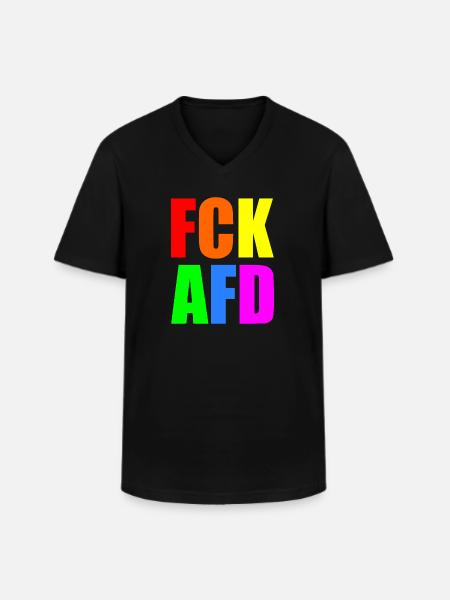 Fck afd - Männer-T-Shirt mit V-Ausschnitt - Schwarz