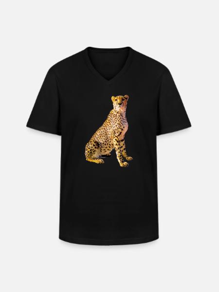 Cheetah Portrait Golden Spots - Men's V-Neck T-Shirt - black
