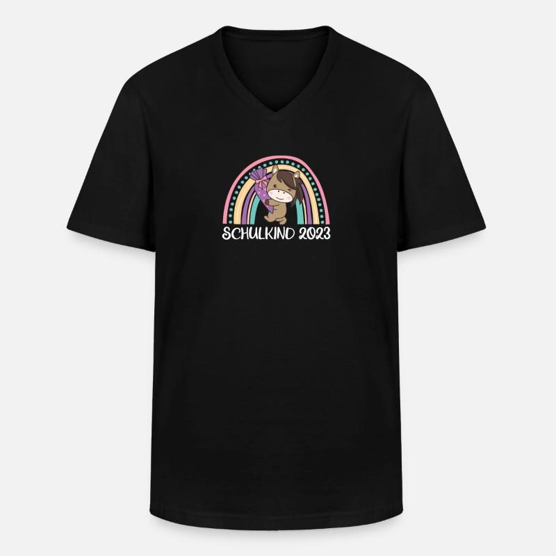 Schulkind 2023 Einschulung Pferd Schule - Männer-T-Shirt mit V-Ausschnitt - Schwarz