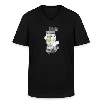 Agender Flag Pride LGBTQ süßer Eichhörnchen Stapel - Männer-T-Shirt mit V-Ausschnitt - Schwarz - Vorne - AI Model Male 178 dark (178cm)