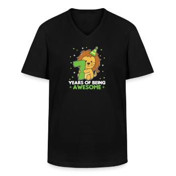Léo pour les enfants de 7 ans - T-shirt col V Homme - noir - Devant - AI Model Male 178 dark (178cm)