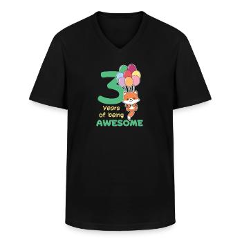 Fuchs zum 3. Geburtstag Kinder drei Jahre alt - Männer-T-Shirt mit V-Ausschnitt - Schwarz - Vorne - AI Model Male 178 dark (178cm)
