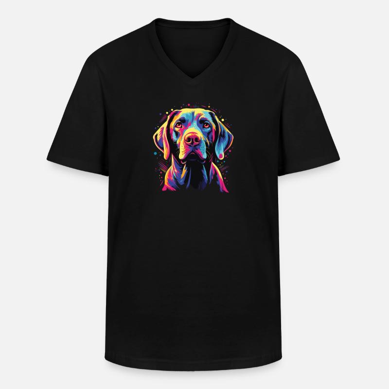 Wasserfarben Farbenfroher Pointer - Männer-T-Shirt mit V-Ausschnitt - Schwarz