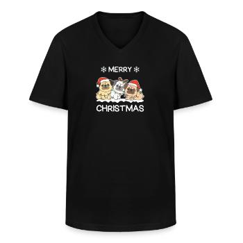 Joyeux Noël Carlin Chiens de la veille de Noël - T-shirt col V Homme - noir - Devant - AI Model Male 178 dark (178cm)