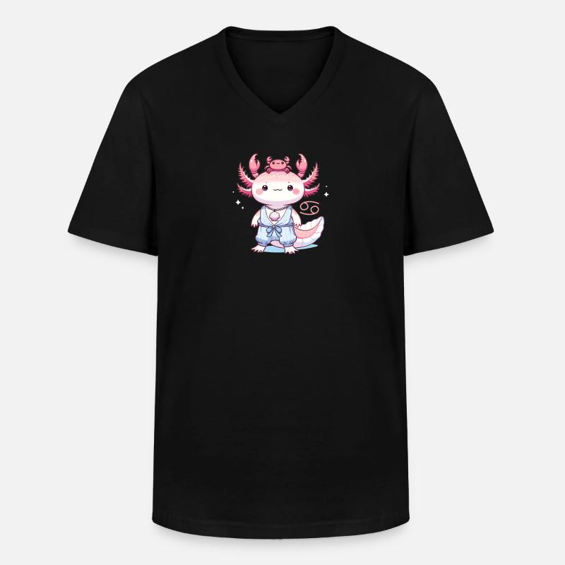 Axolotl als Sternzeichen Krebs - Männer-T-Shirt mit V-Ausschnitt - Schwarz