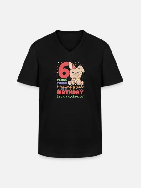 Kanin för 6-åriga barn sex år - T-shirt med V-ringning herr - svart