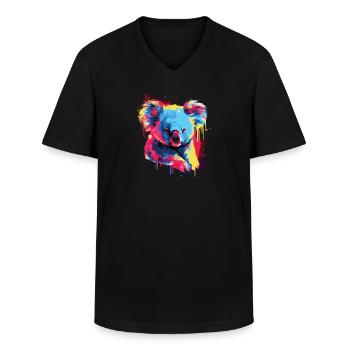 Wasserfarben Farbenfroher Koala bunte Tiere - Männer-T-Shirt mit V-Ausschnitt - Schwarz - Vorne - AI Model Male 178 dark (178cm)