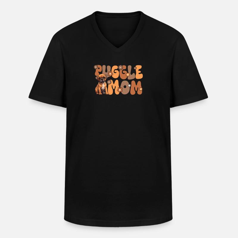 Puggle Groovy Puggle Mom - Männer-T-Shirt mit V-Ausschnitt - Schwarz
