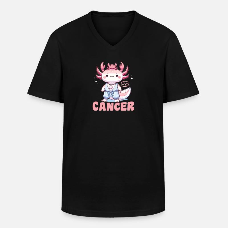Axolotl als Sternzeichen Krebs - Männer-T-Shirt mit V-Ausschnitt - Schwarz