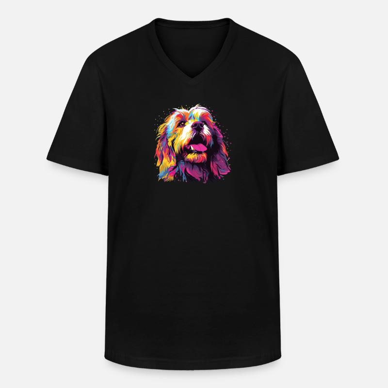 Wasserfarben Farbenfroher Löwchen - Männer-T-Shirt mit V-Ausschnitt - Schwarz