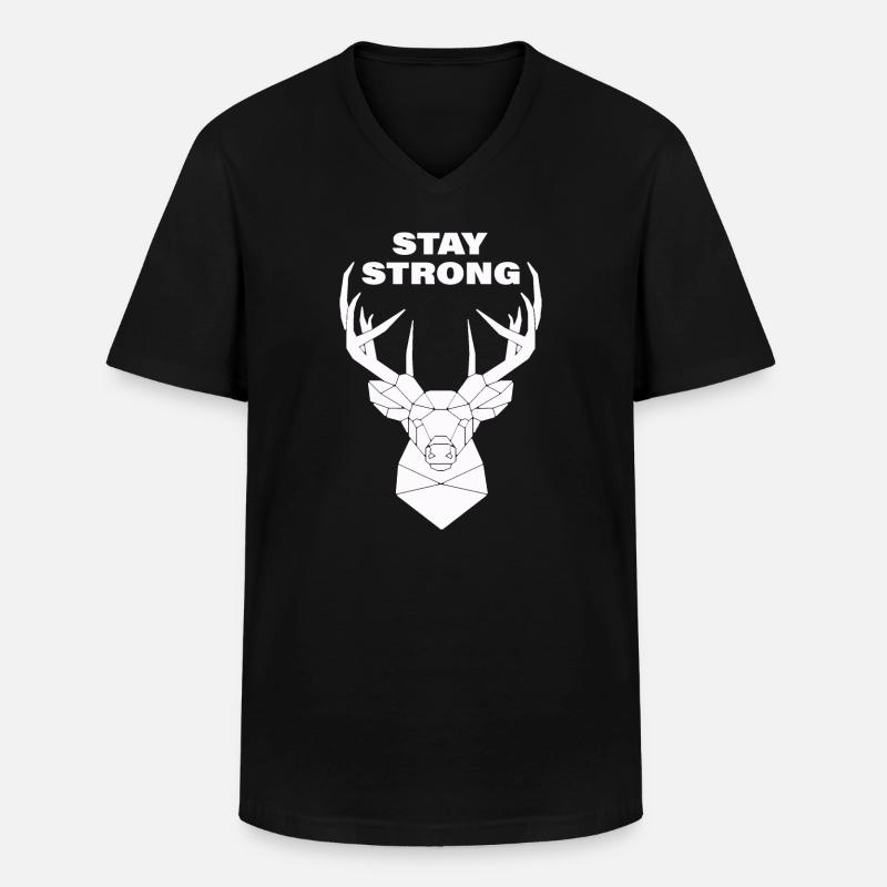 STAY STRONG - Männer-T-Shirt mit V-Ausschnitt - Schwarz