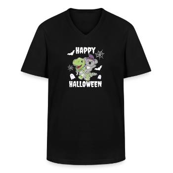 Koala Happy Halloween T-Rex Mumie Kostüm - Männer-T-Shirt mit V-Ausschnitt - Schwarz - Vorne - AI Model Male 178 dark (178cm)
