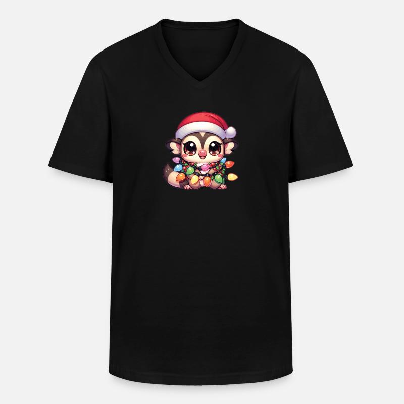 Christmas String Lights Sugar Gliders - Men's V-Neck T-Shirt - black