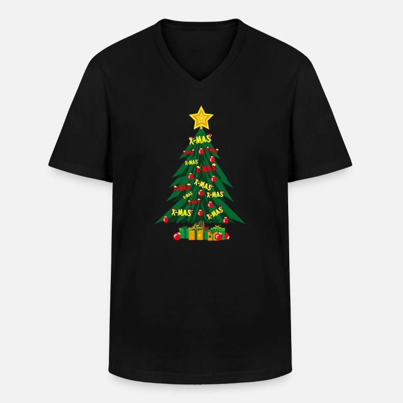 Weihnachtsbaum mit viel Liebe und Stern. - Männer-T-Shirt mit V-Ausschnitt - Schwarz