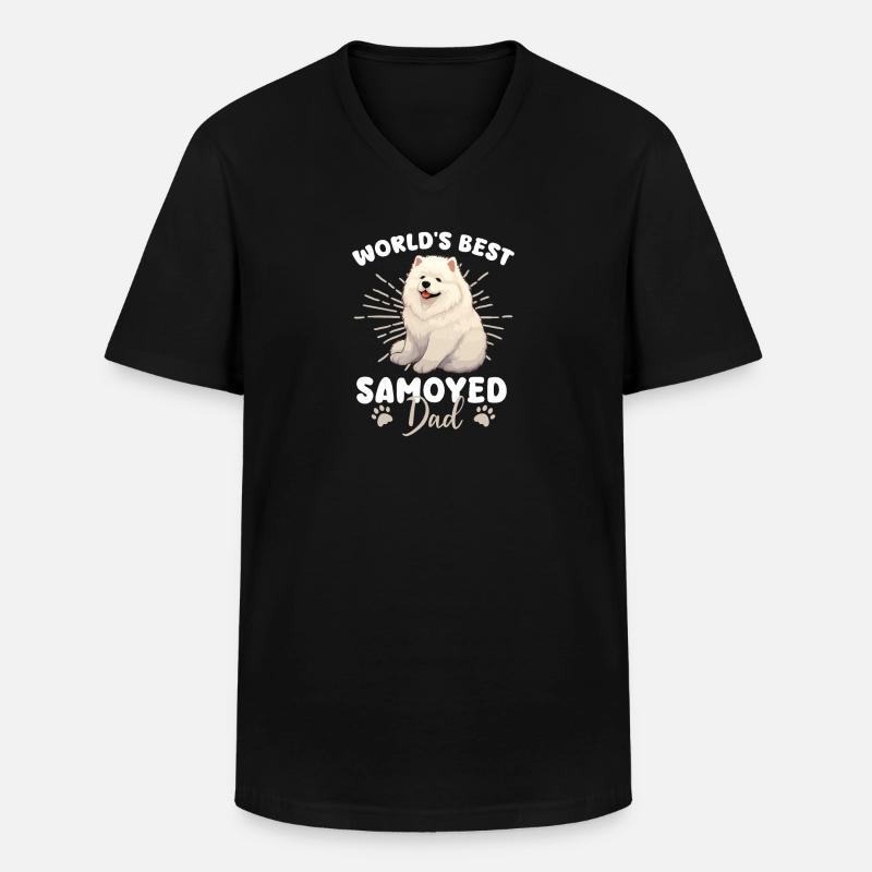 Samoyed Groovy Samoyed Dad - Men's V-Neck T-Shirt - black